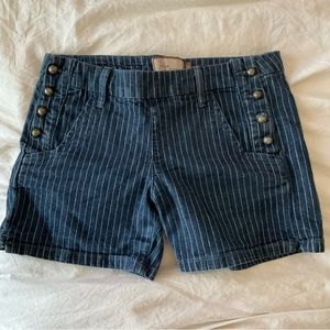 Paige Blue Pinstripe Mid-rise Shorts